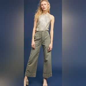 Anthropologie Moulinette Soeurs Shine On Metallic Tank Top S High Neck Stretchy